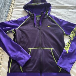 Nike Therma Fit Women’s Purple and Green Zip-Up Hoodie